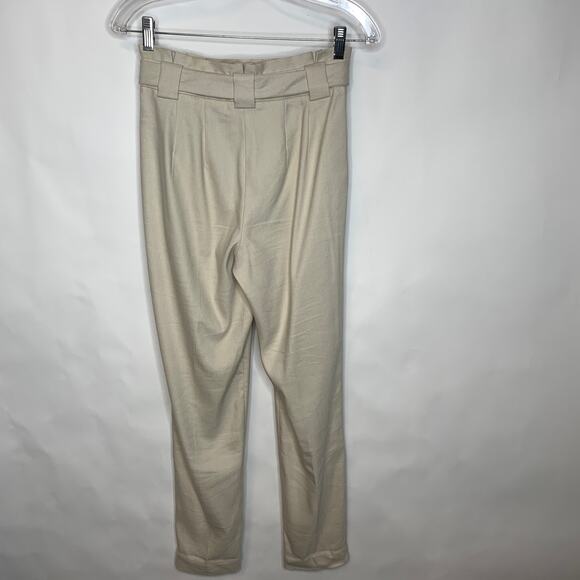 Express Cream Tan Paperbag Waist Pants Sz 0R - Picture 3 of 7